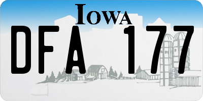 IA license plate DFA177