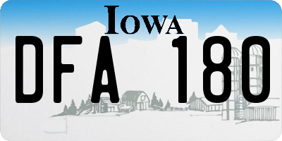 IA license plate DFA180