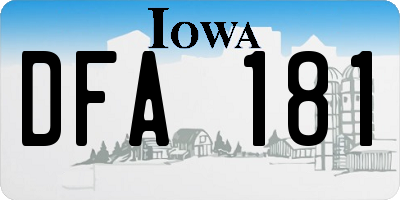 IA license plate DFA181