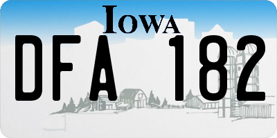 IA license plate DFA182
