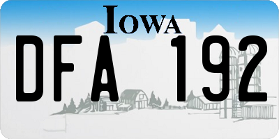IA license plate DFA192
