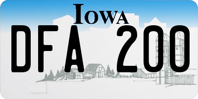 IA license plate DFA200