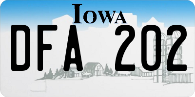 IA license plate DFA202