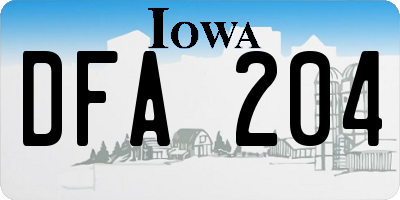 IA license plate DFA204