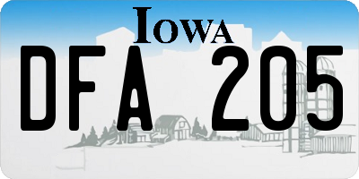 IA license plate DFA205