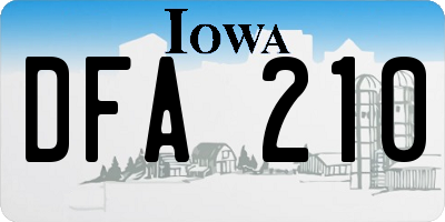 IA license plate DFA210