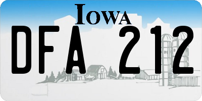 IA license plate DFA212