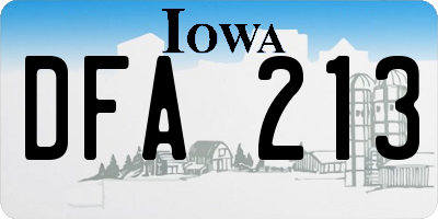 IA license plate DFA213