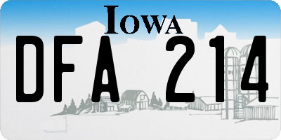 IA license plate DFA214