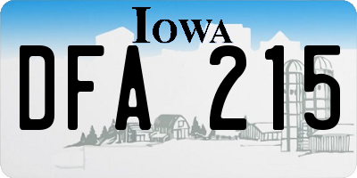 IA license plate DFA215