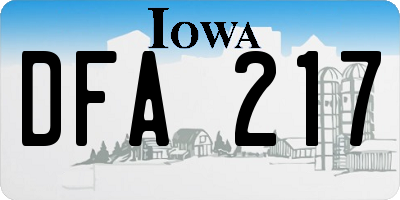 IA license plate DFA217
