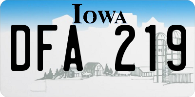 IA license plate DFA219