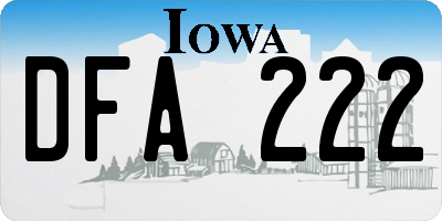 IA license plate DFA222