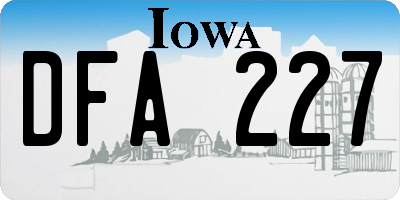 IA license plate DFA227