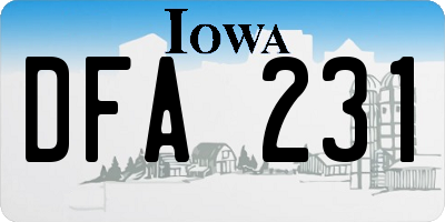 IA license plate DFA231