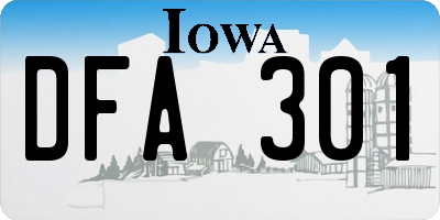 IA license plate DFA301