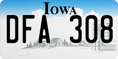 IA license plate DFA308