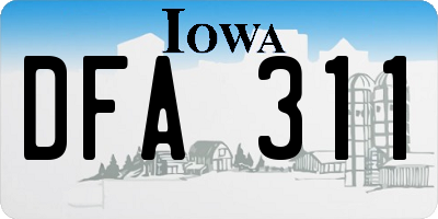 IA license plate DFA311