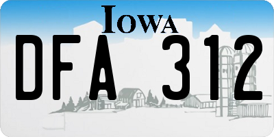 IA license plate DFA312