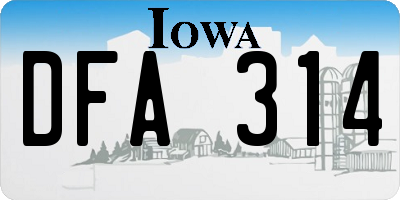 IA license plate DFA314