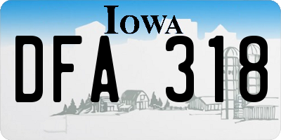 IA license plate DFA318