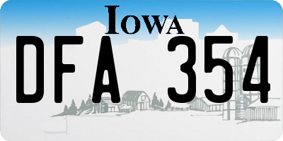 IA license plate DFA354