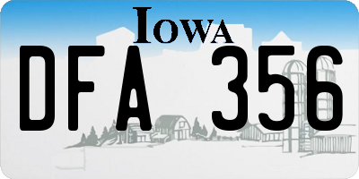 IA license plate DFA356