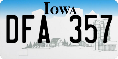 IA license plate DFA357