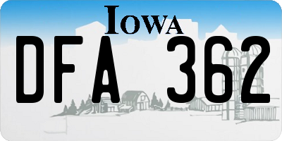 IA license plate DFA362
