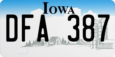 IA license plate DFA387