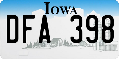 IA license plate DFA398
