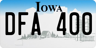 IA license plate DFA400