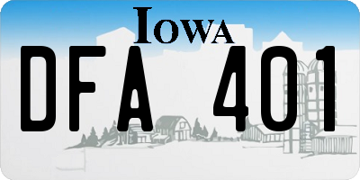 IA license plate DFA401