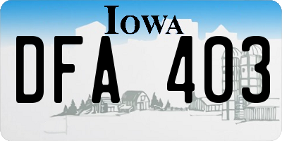 IA license plate DFA403