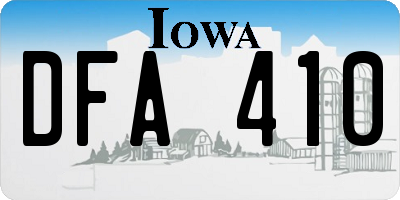 IA license plate DFA410