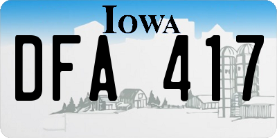 IA license plate DFA417