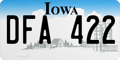 IA license plate DFA422