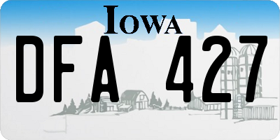 IA license plate DFA427