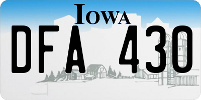 IA license plate DFA430