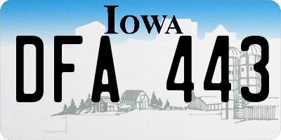 IA license plate DFA443