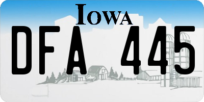 IA license plate DFA445