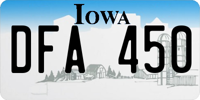 IA license plate DFA450