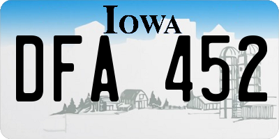IA license plate DFA452