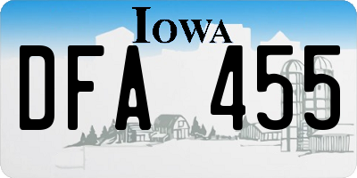 IA license plate DFA455