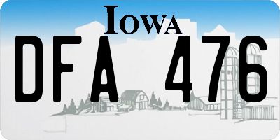 IA license plate DFA476