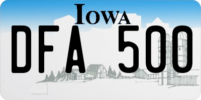IA license plate DFA500