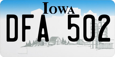 IA license plate DFA502