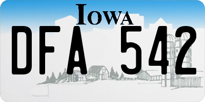IA license plate DFA542