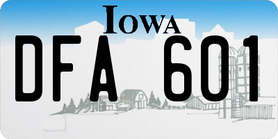 IA license plate DFA601