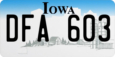 IA license plate DFA603